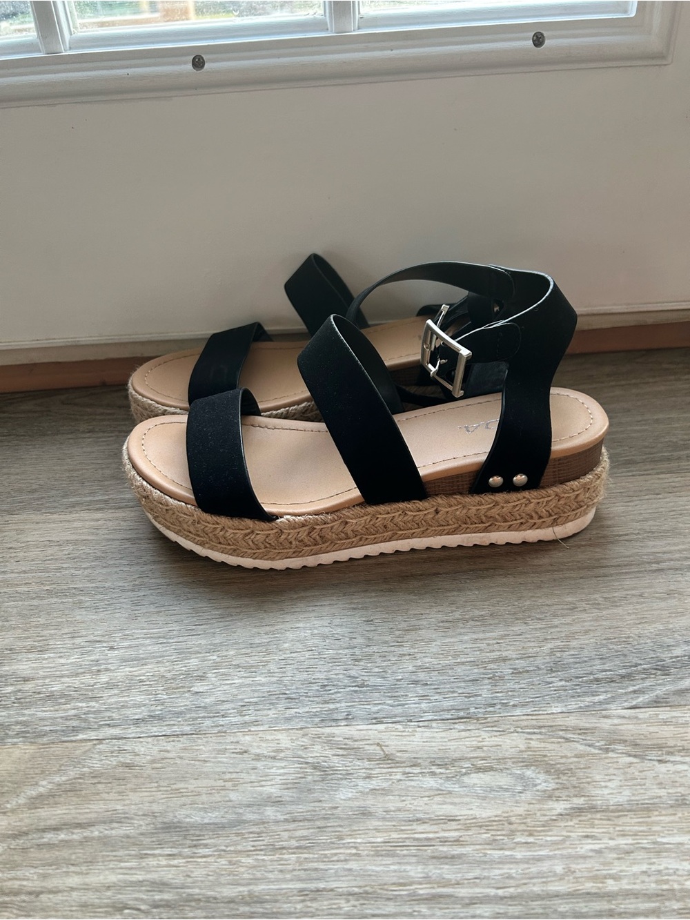 Black Platform Espadrille Sandals - Women